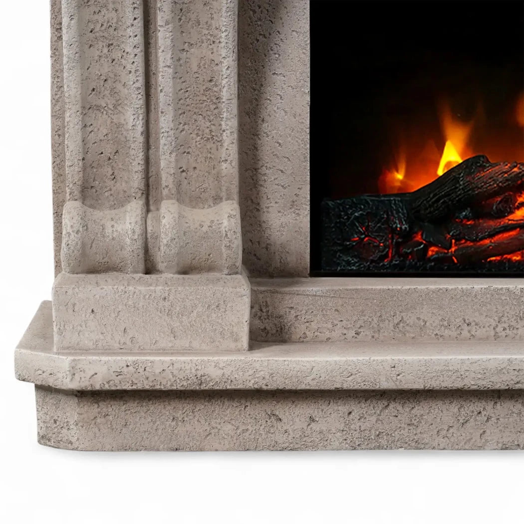 ScandiFlames Logi freestanding electric fireplace with grey/white polystone frame and Eldur 23" insert