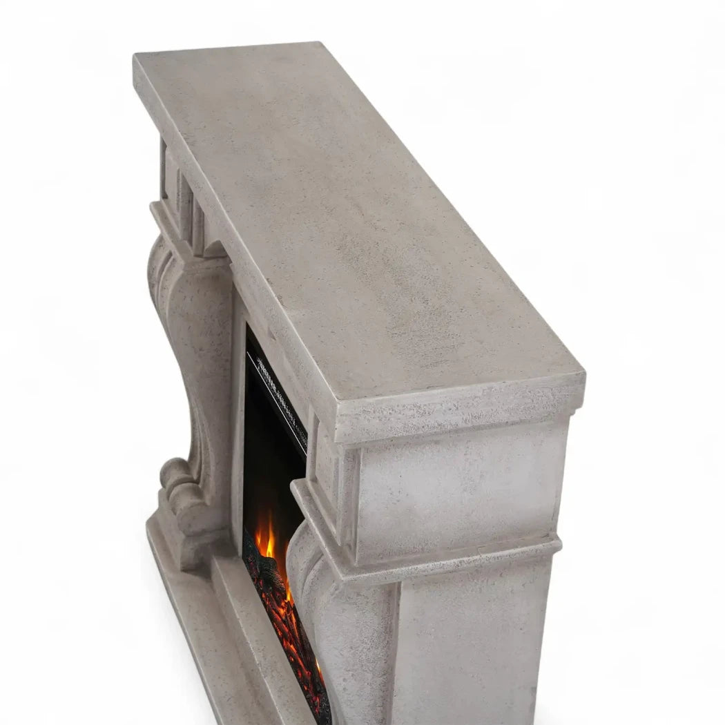 ScandiFlames Logi freestanding electric fireplace with grey/white polystone frame and Eldur 23" insert