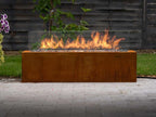 Planika Galio Outdoor gas fireplace in corten steel finish and with manual control system