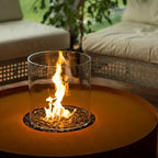Fire pit Glass cylinder and installation