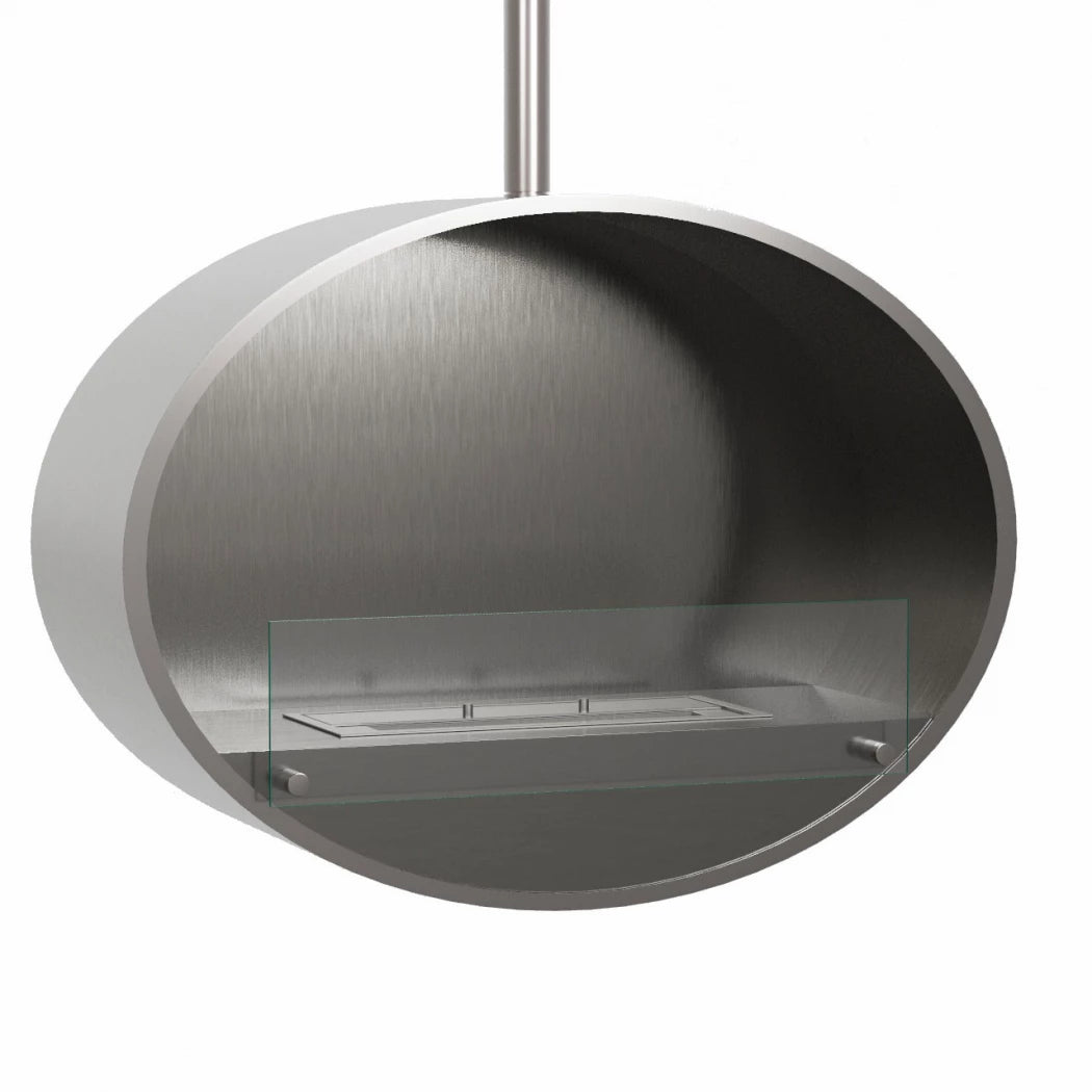 Halifax Steel Oval Ceiling hanging ethanol fireplace 80 cm