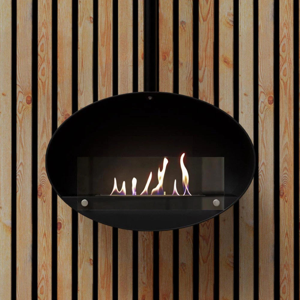 Halifax Black Oval Suspended Bio Fireplace 60 cm