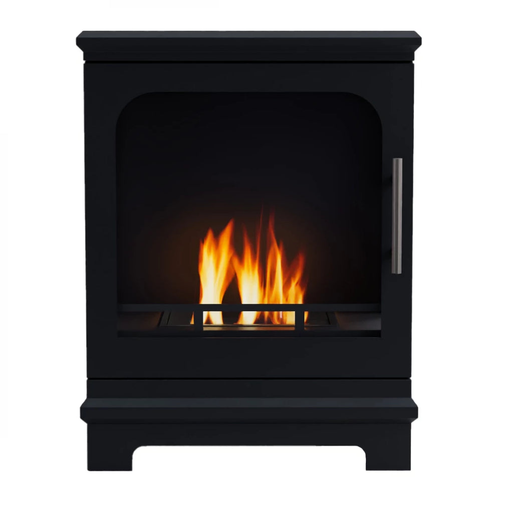 ScandiFlames Honolulu - Freestanding bioethanol fireplace in wood burning stove design and black finish