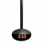 Icon Fires The ICONIC large black ceiling mounted bioethanol fireplace with a diameter of 90 cm