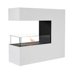Three-sided freestanding bio ethanol fireplace in white