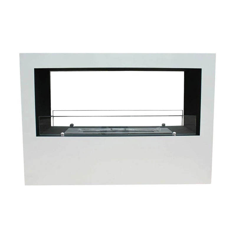 White freestanding bioethanol fireplace 120cm