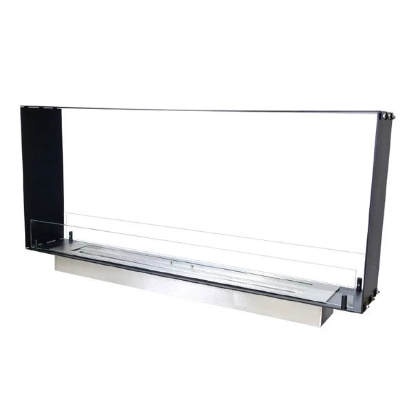 Foco Two 1200 Slim – modern built-in tunnel bioethanol fireplace with tempered glass panels