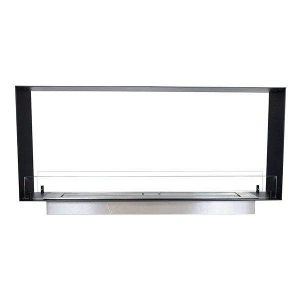 Foco Two 1200 Slim – modern built-in tunnel bioethanol fireplace with tempered glass panels