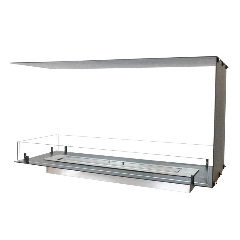Foco Room Divider 1000 bioethanol fireplace with three-sided flame view.
