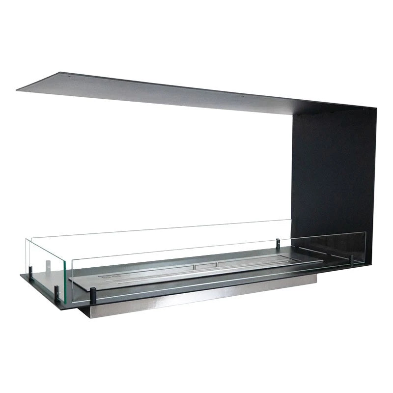 Foco Room Divider 1000 bioethanol fireplace with three-sided flame view.