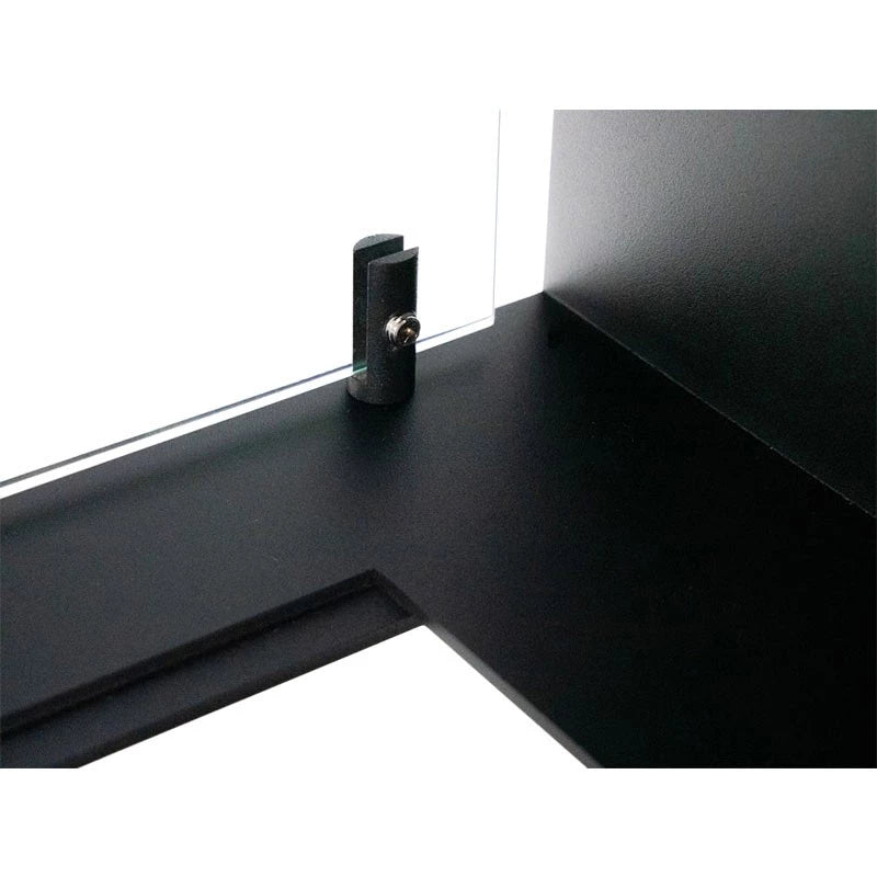Foco Two 800 Medium built-in bioethanol fireplace with front and side flame view in black steel finish