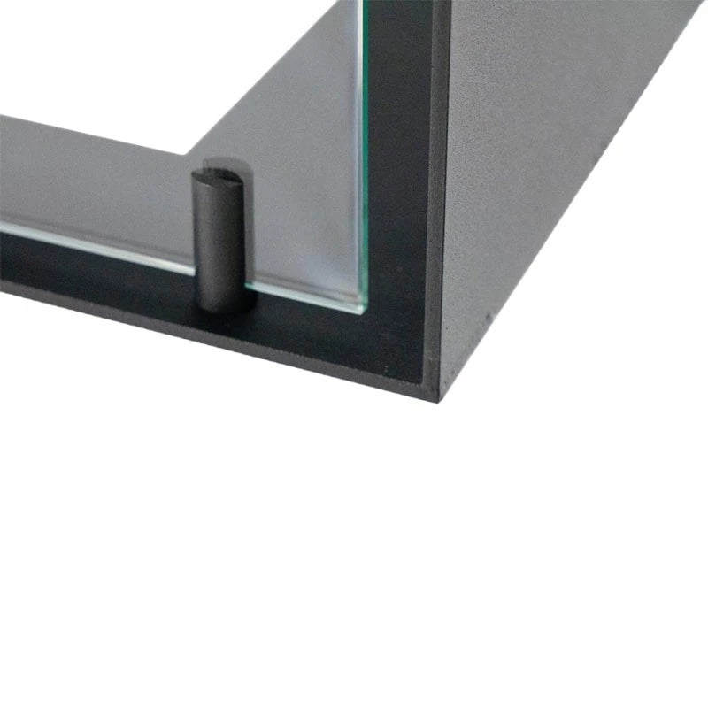 Foco Two 800 Medium built-in bioethanol fireplace with front and side flame view in black steel finish