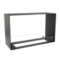 Foco Two 800 Medium built-in bioethanol fireplace with front and side flame view in black steel finish