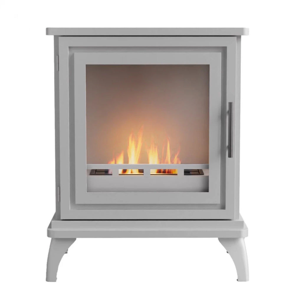 ScandiFlames Nashville - Freestanding bioethanol fireplace in wood burning stove design and white finish