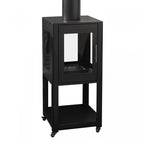 ScandiFlames Natura Garden Fireplace - Black Bioethanol Outdoor Heater with Glass Panels and Wheels