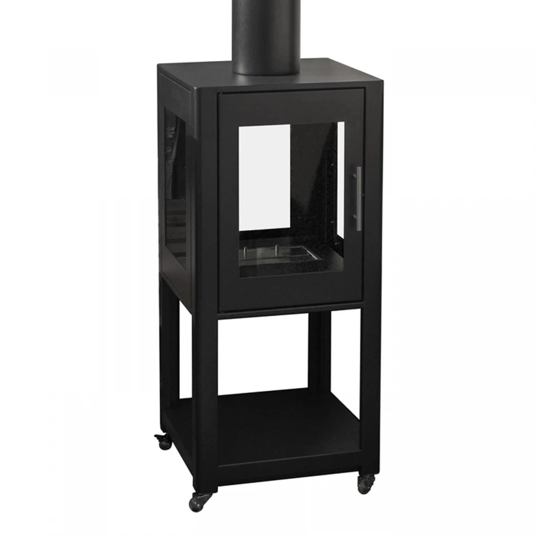 ScandiFlames Natura Garden Fireplace - Black Bioethanol Outdoor Heater with Glass Panels and Wheels
