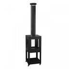 ScandiFlames Natura Garden Fireplace - Black Bioethanol Outdoor Heater with Glass Panels and Wheels