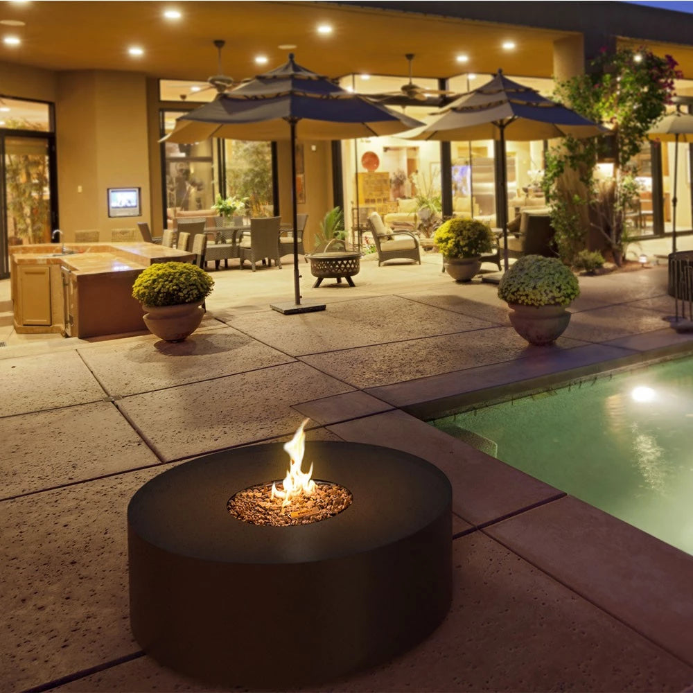 Planika Galio Fire Pit Black Automatic outdoor gas fireplace