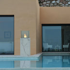 Planika Porto Daze and Laurent bioethanol fireplace with Dekton marble finish