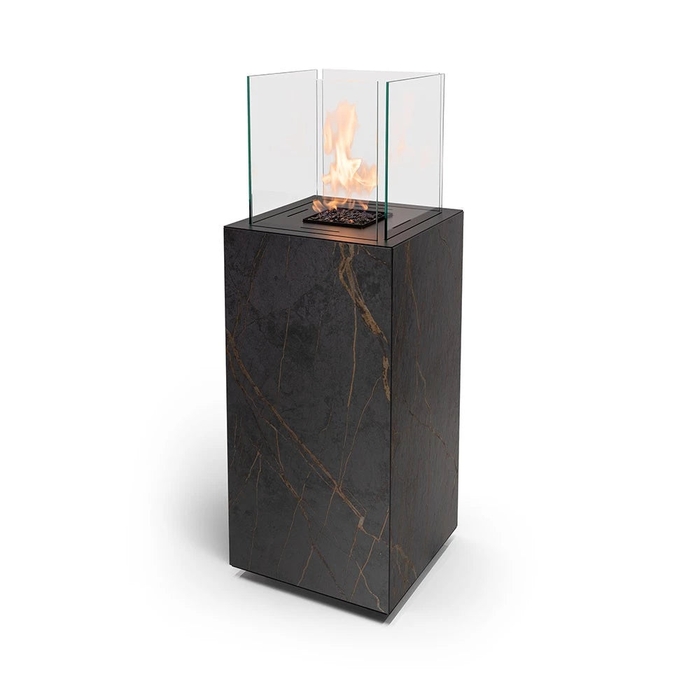 Planika Porto Daze and Laurent bioethanol fireplace with Dekton marble finish