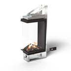 Planika Vitro Room Divider three-sided glass bioethanol fireplace with black finish on white background