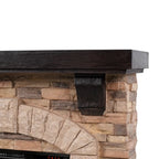 ScandiFlames Eira freestanding electric fireplace with stone mantel, brown finish