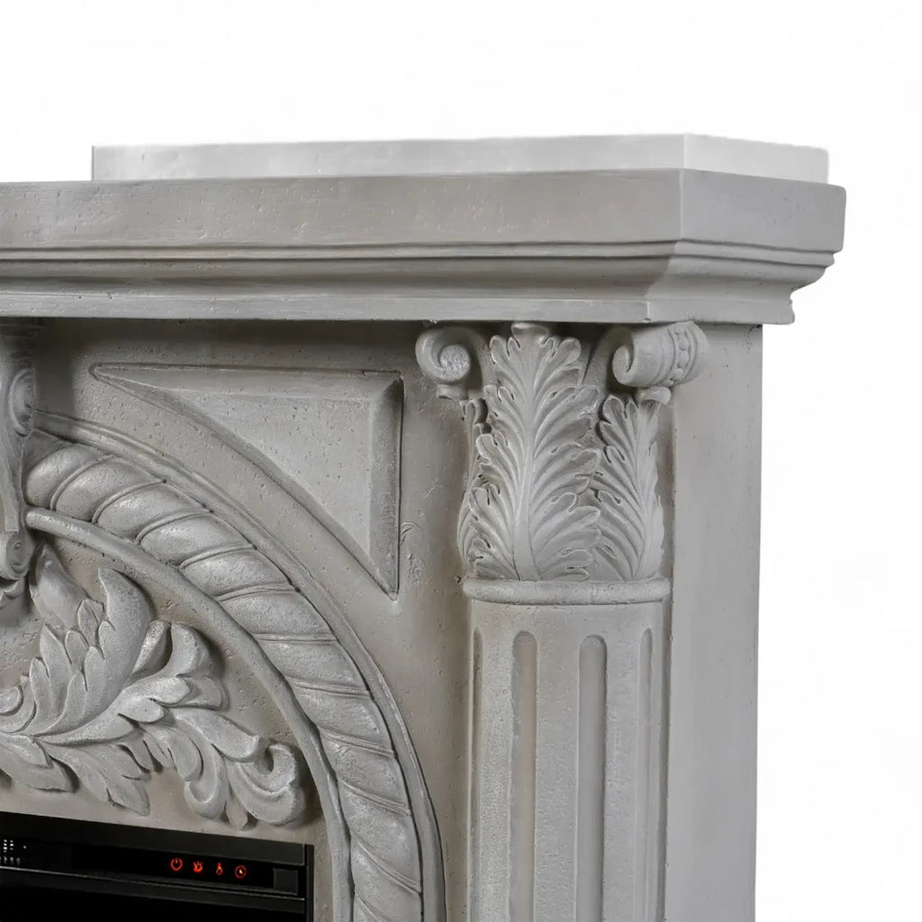 ScandiFlames Embla freestanding electric fireplace with ornate polystone frame and Eldur 23" insert