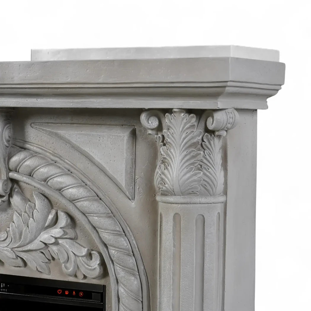 ScandiFlames Embla freestanding electric fireplace with ornate polystone frame and Eldur 23" insert