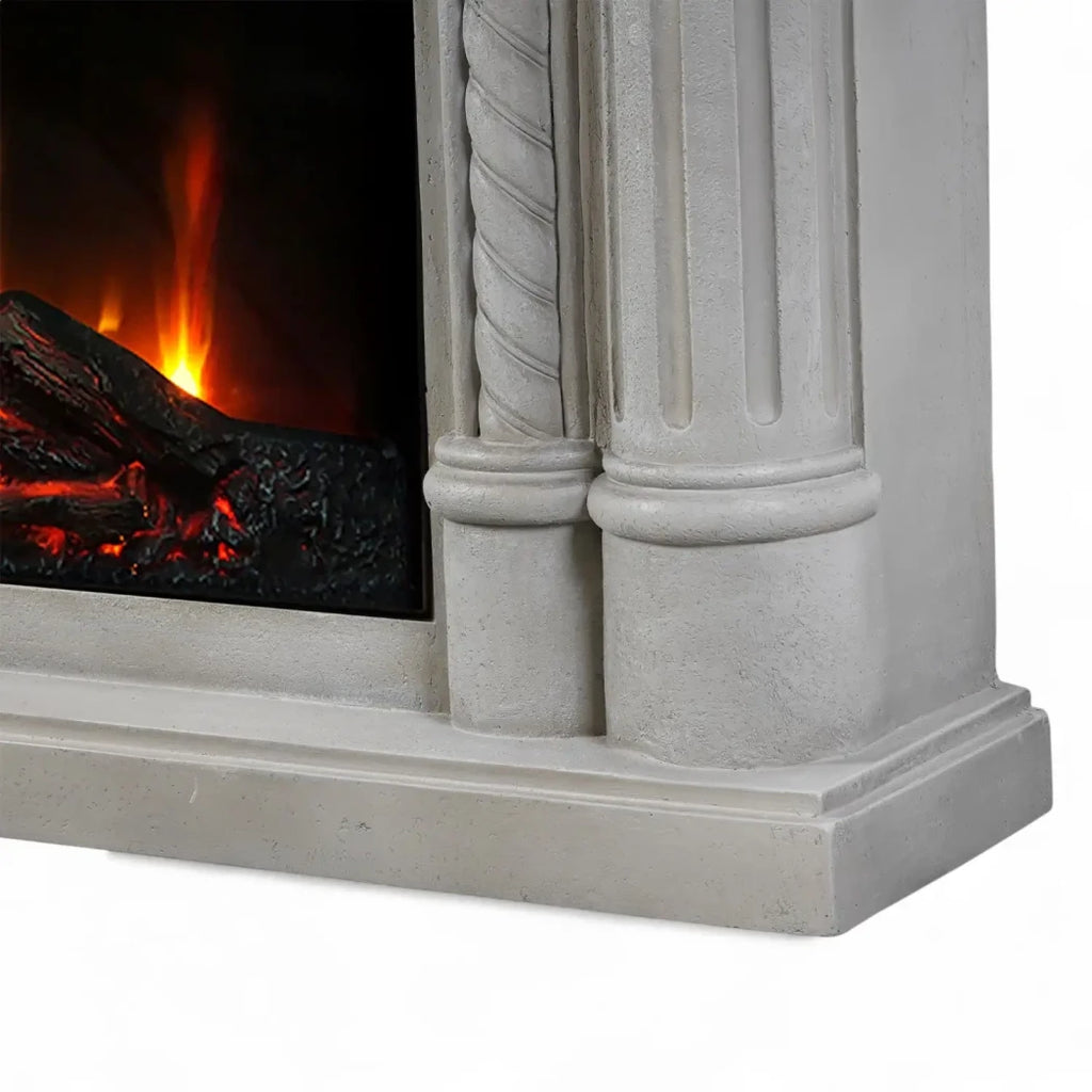ScandiFlames Embla freestanding electric fireplace with ornate polystone frame and Eldur 23" insert
