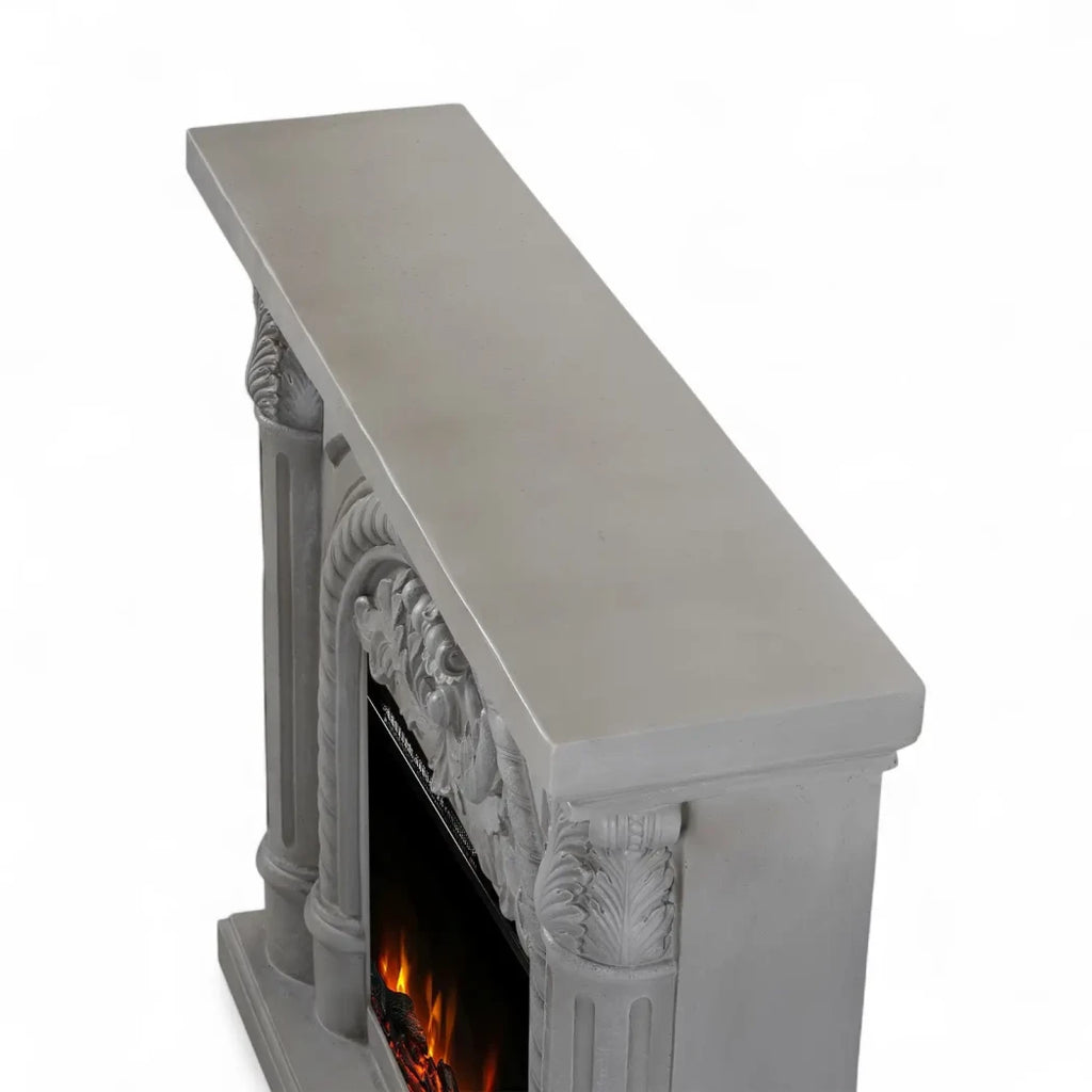 ScandiFlames Embla freestanding electric fireplace with ornate polystone frame and Eldur 23" insert