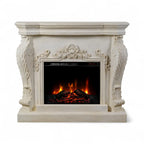 Ymir Electric Fireplace in grey polystone