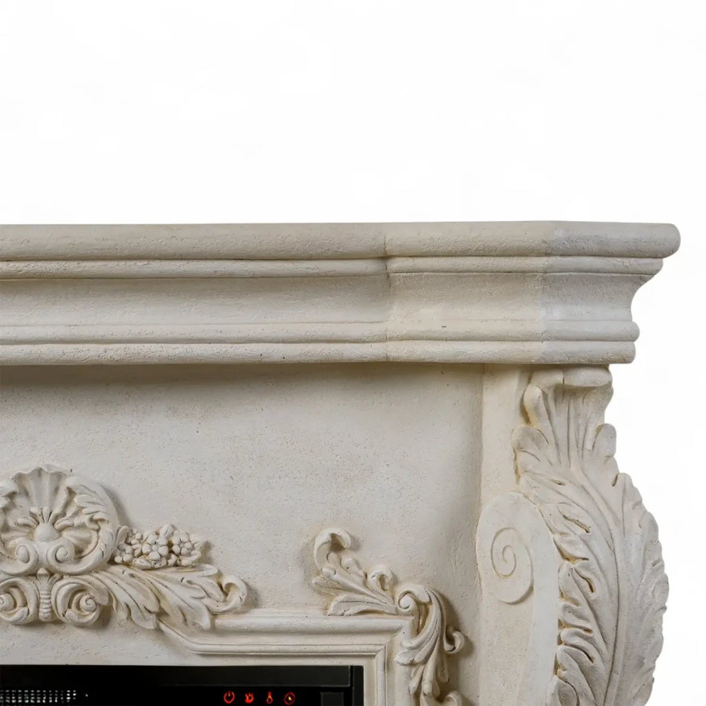 Ymir Electric Fireplace in grey polystone