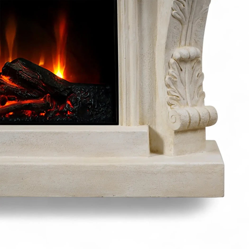 Ymir Electric Fireplace in grey polystone