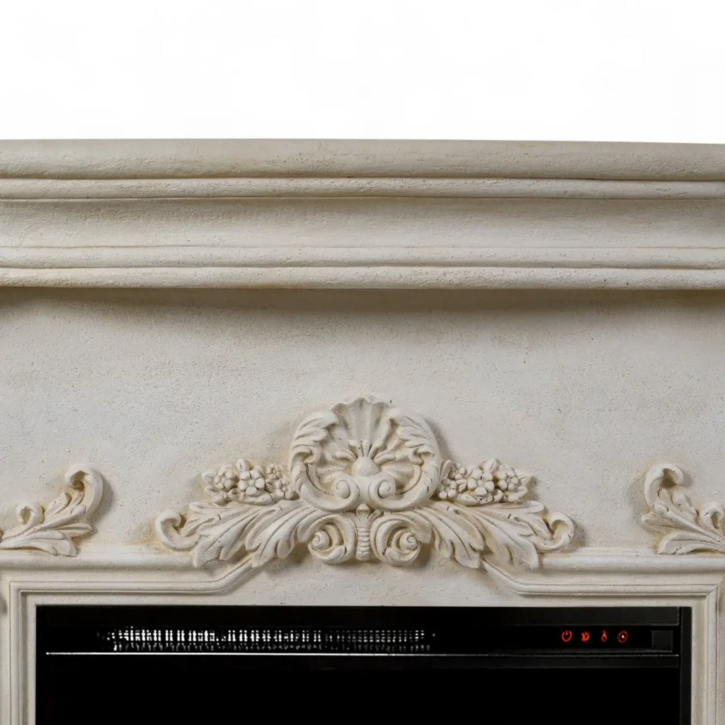 Ymir Electric Fireplace in grey polystone