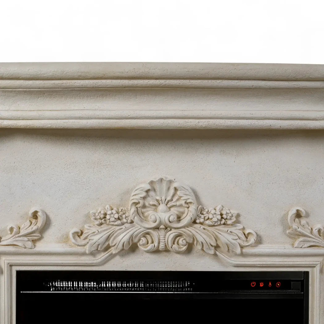 Ymir Electric Fireplace in grey polystone