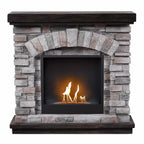 Ask freestanding bioethanol fireplace with Surtur 18 inch insert and rustic brick-effect polystone surround