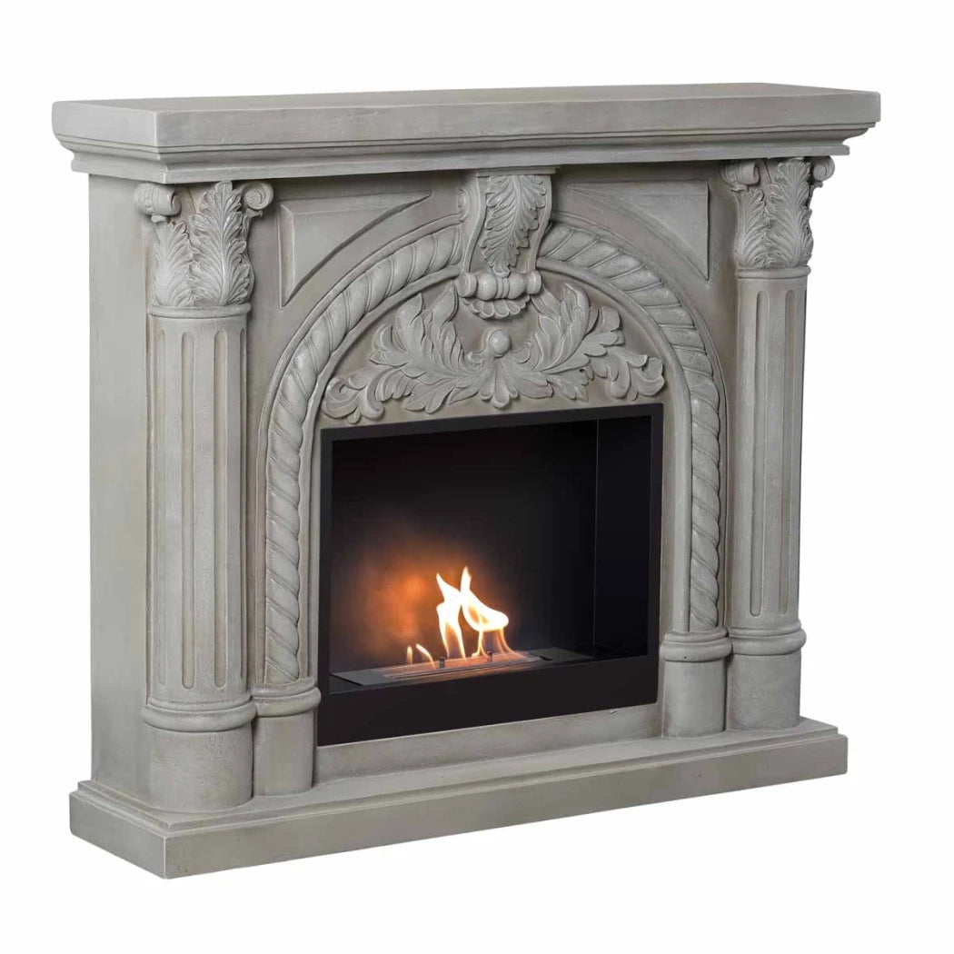 ScandiFlames Embla freestanding bioethanol fireplace with decorative polystone surround and Surtur 23 inch insert