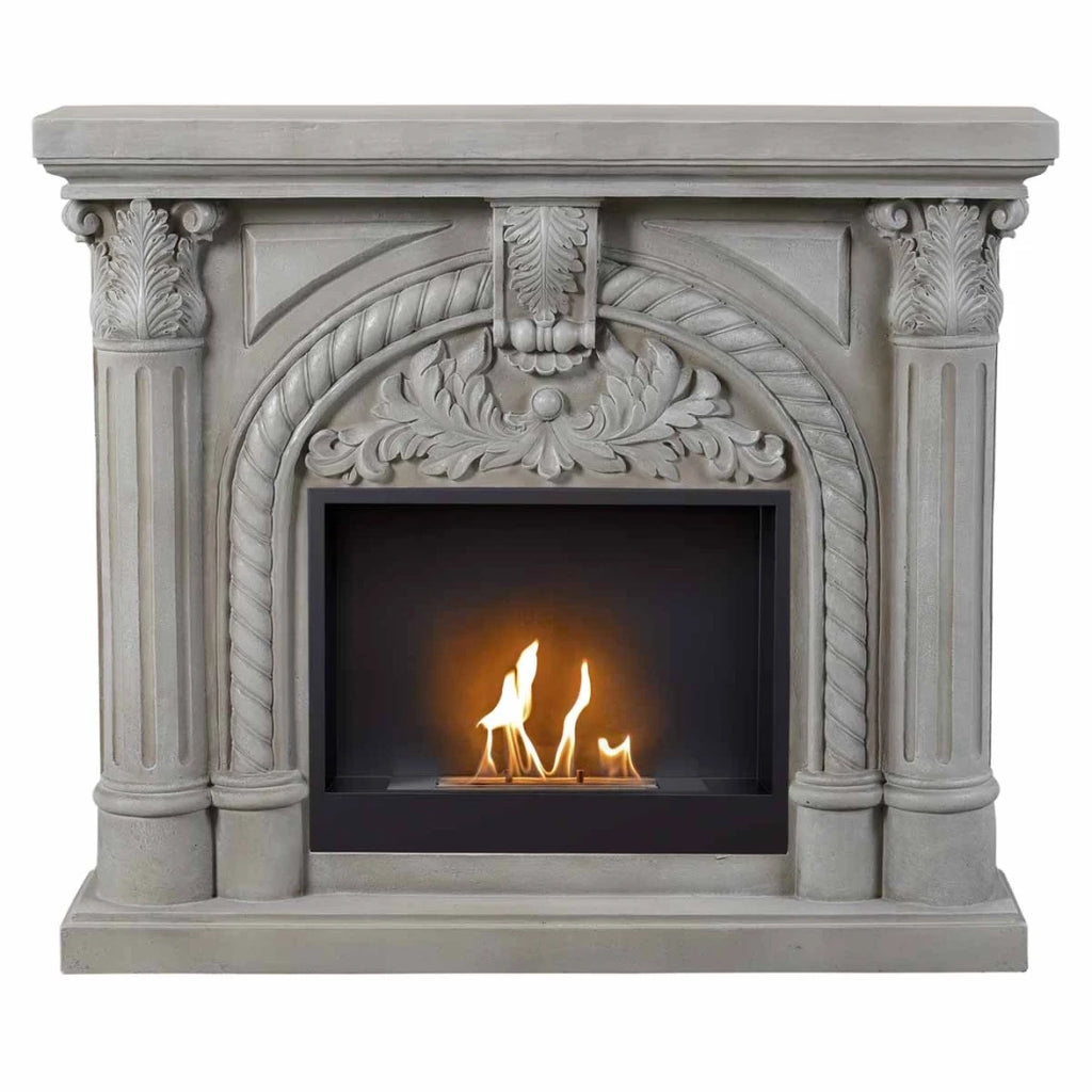 ScandiFlames Embla freestanding bioethanol fireplace with decorative polystone surround and Surtur 23 inch insert