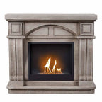 ScandiFlames Logi freestanding bioethanol fireplace with grey and white polystone surround and Surtur 23 inch insert