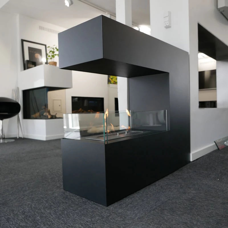 3-sidet bio fireplace in black