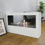 White freestanding bioethanol fireplace 120cm