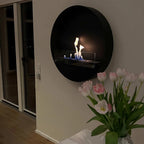 Round wall mounted bio fireplace