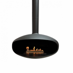 Icon Fires The ICONIC large black ceiling mounted bioethanol fireplace with a diameter of 90 cm