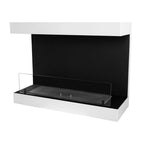Dakota - White three-sided wall mounted fireplace