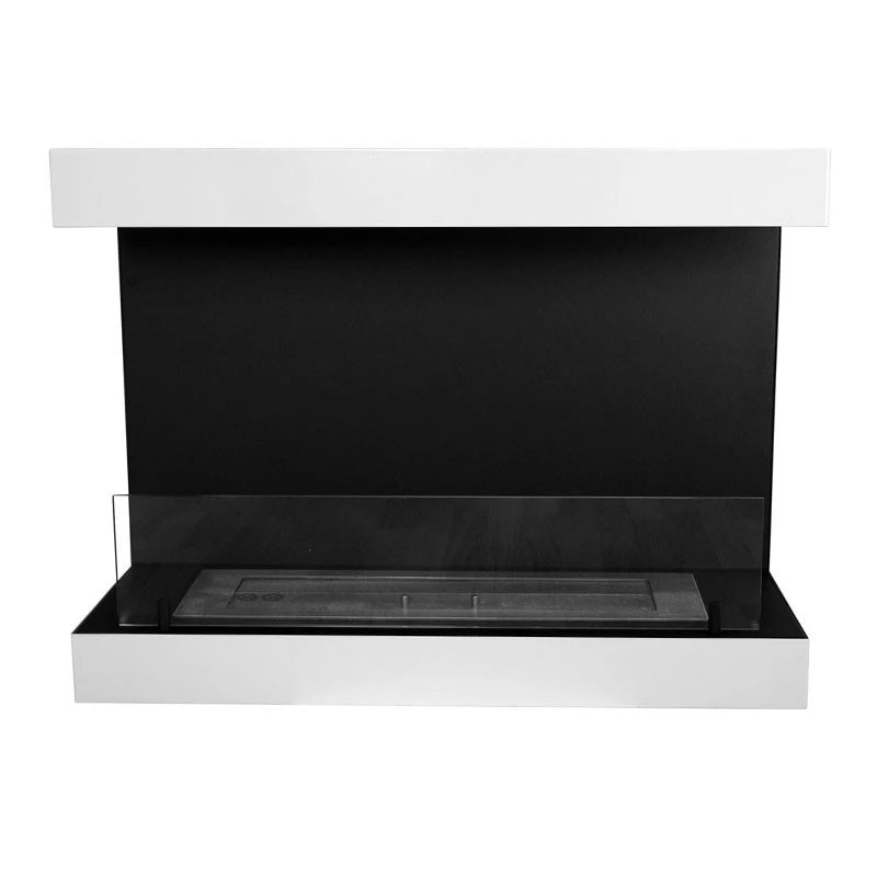 Dakota - White three-sided wall mounted fireplace