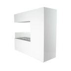 Three-sided freestanding bio ethanol fireplace in white